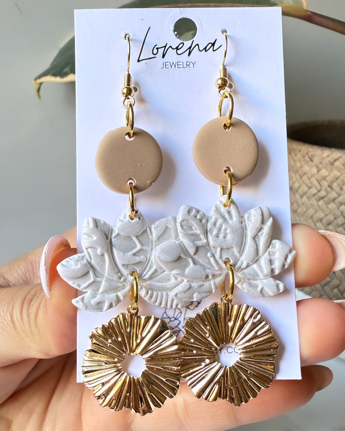 Boho Pear and gold Dangles