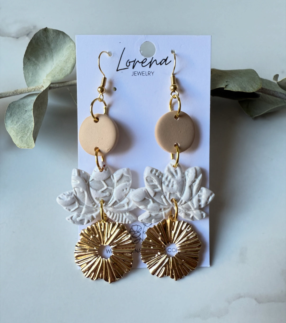 Boho Pear and gold Dangles