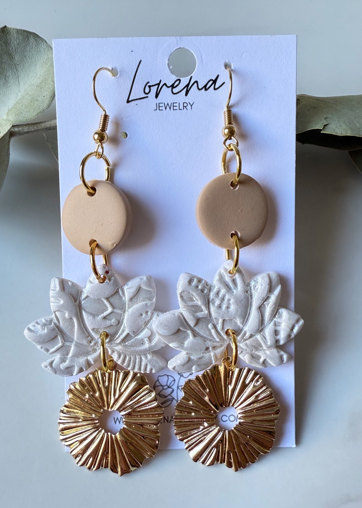 Boho Pear and gold Dangles