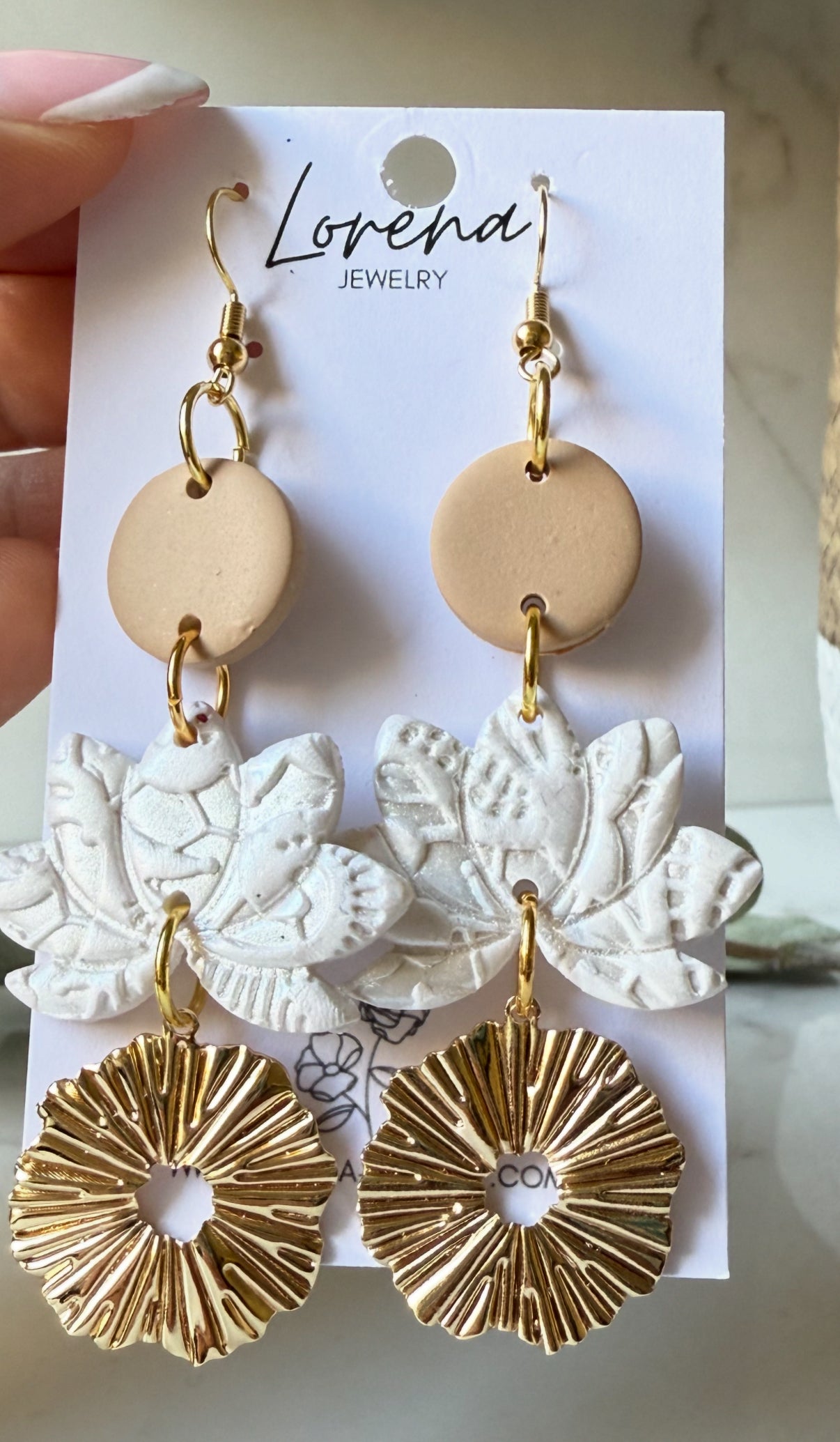 Boho Pear and gold Dangles