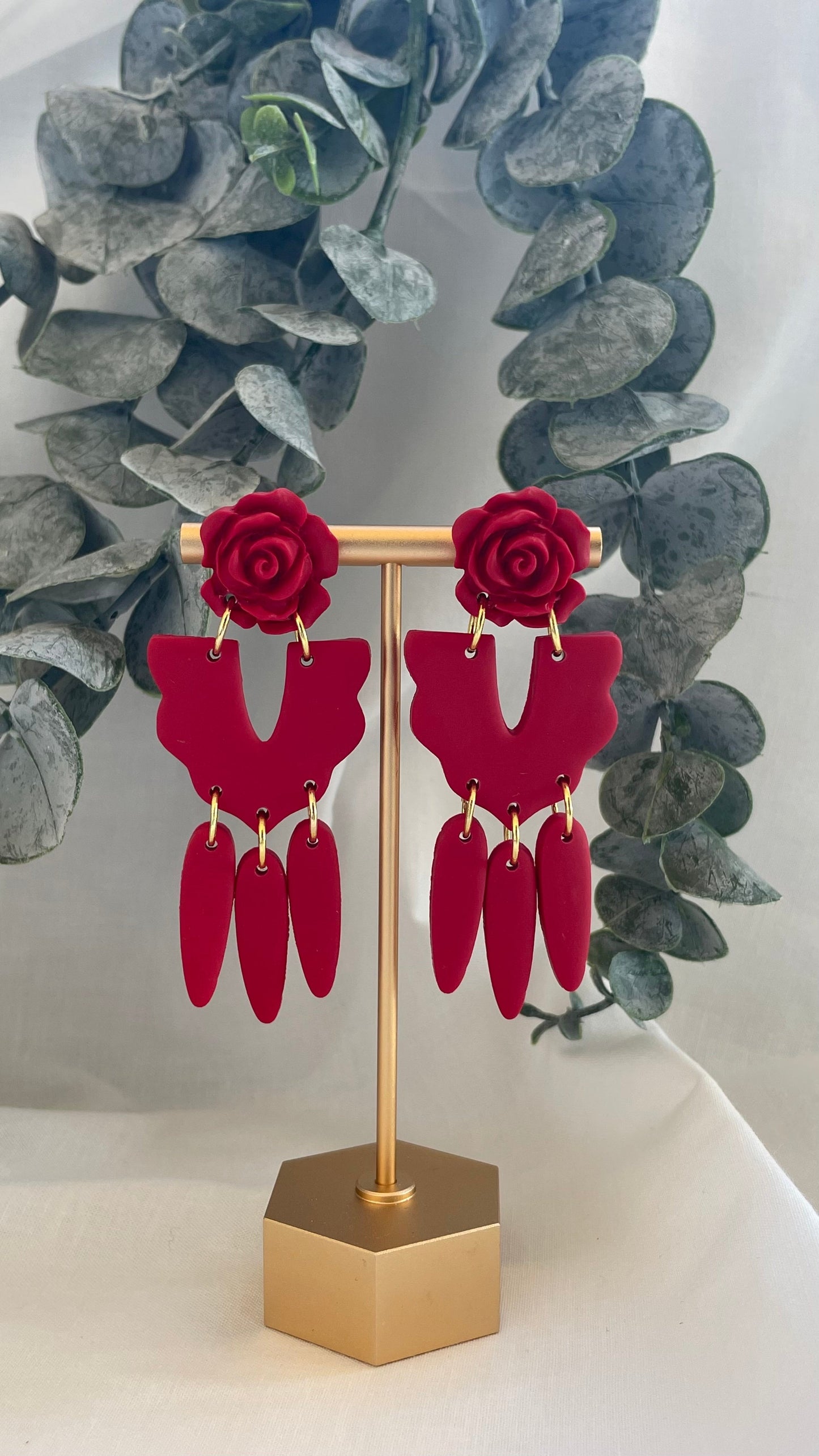 Red Rose Earrings