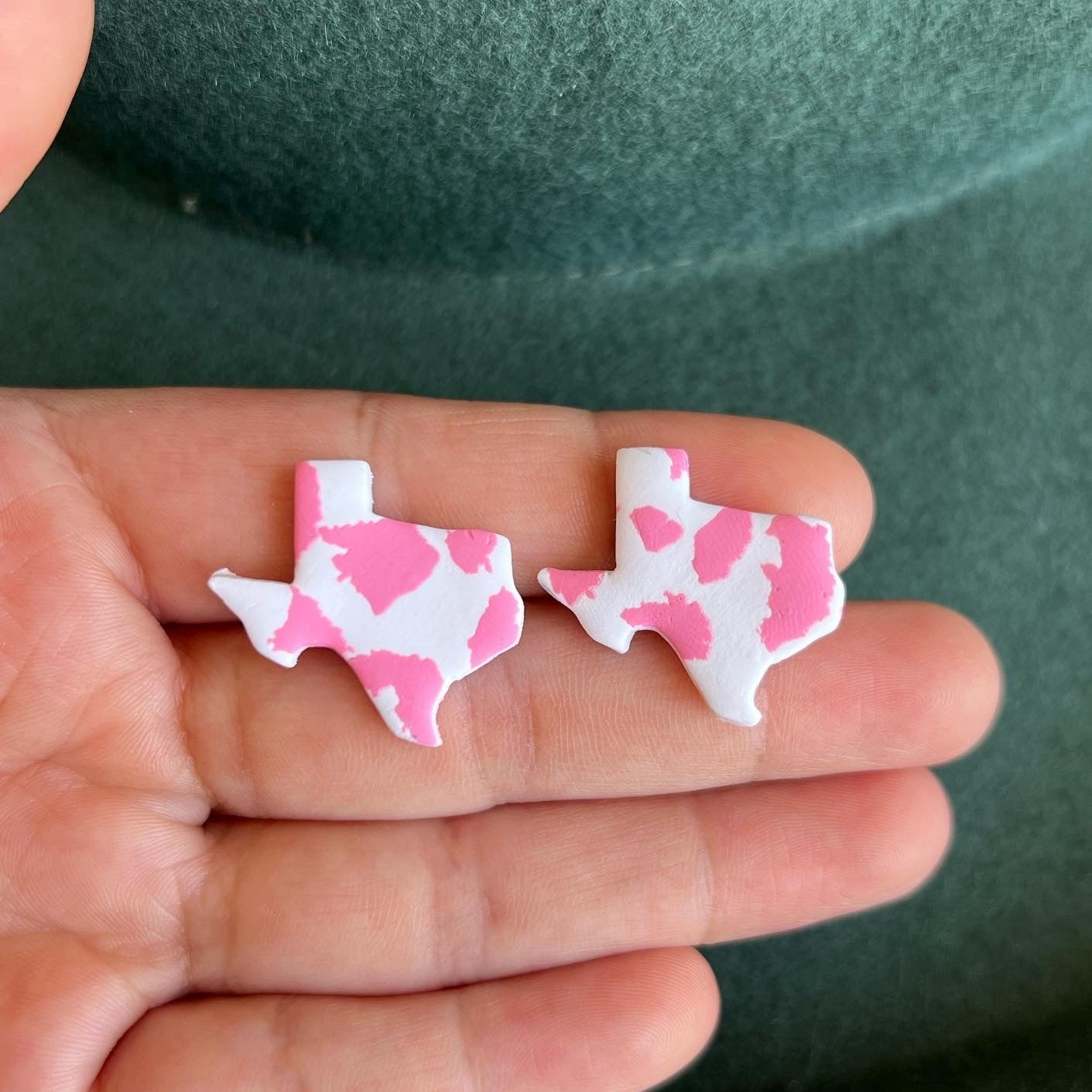 Cow Print Texas Stud Earrings- Black or Pink