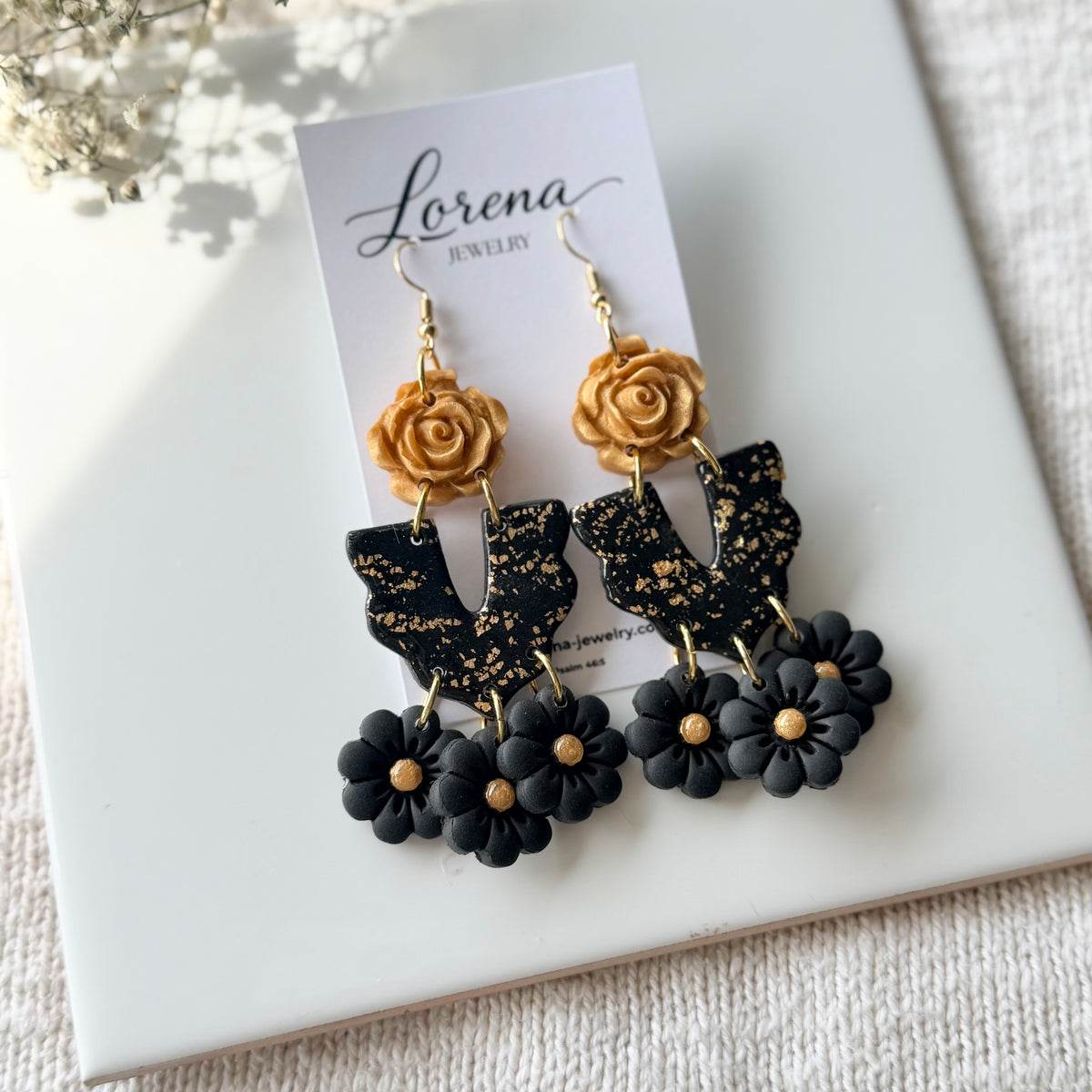 Black Floral Earrings