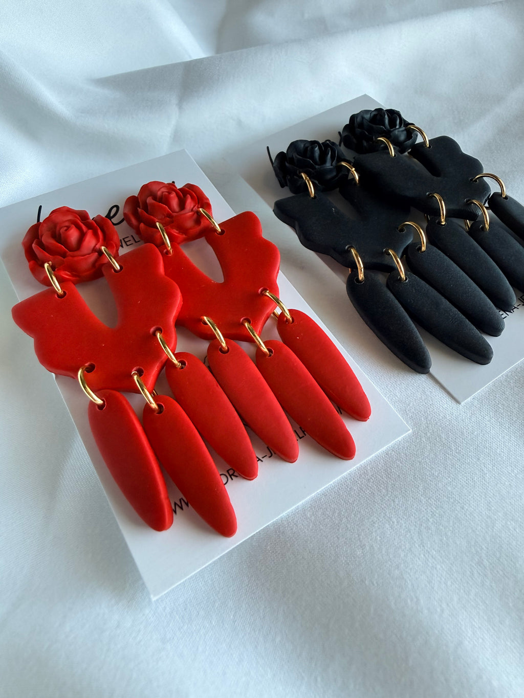La Rosa Earrings- Red or Black