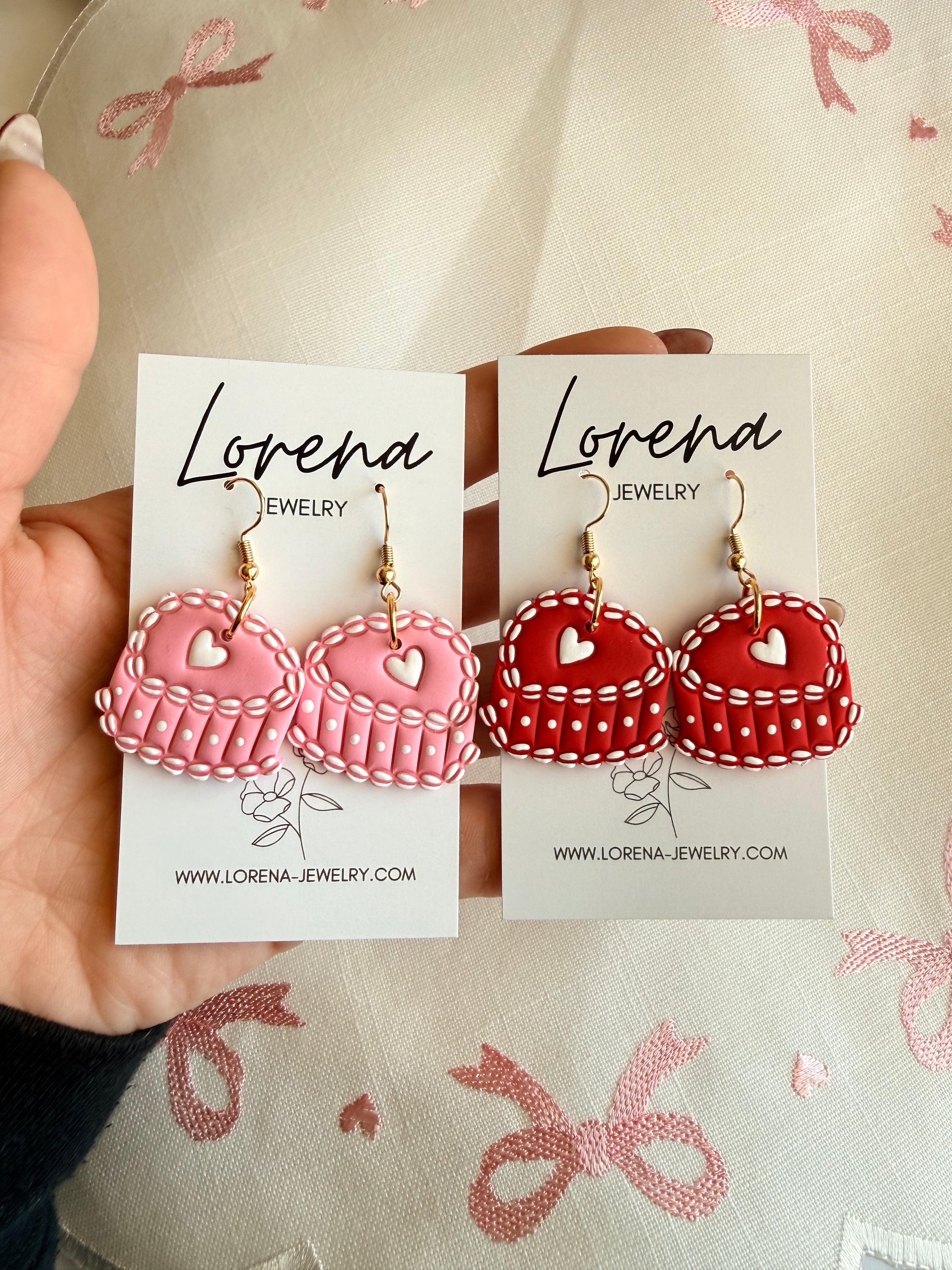 Sweet As Cake Earrings- Pink or Red