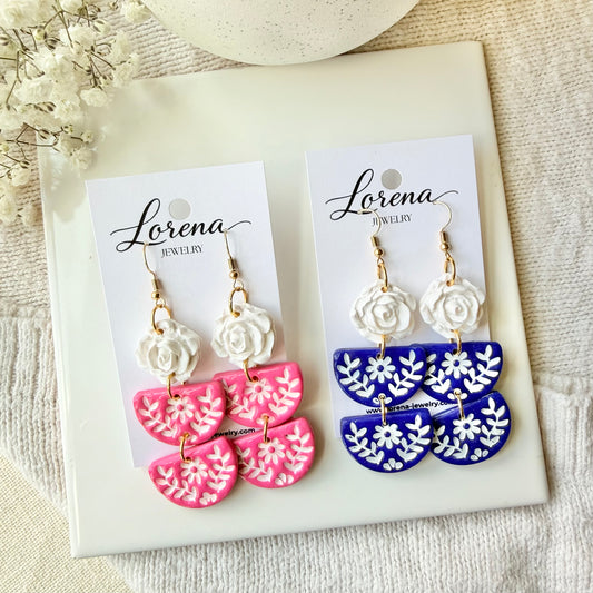 Bordado Floral Earrings
