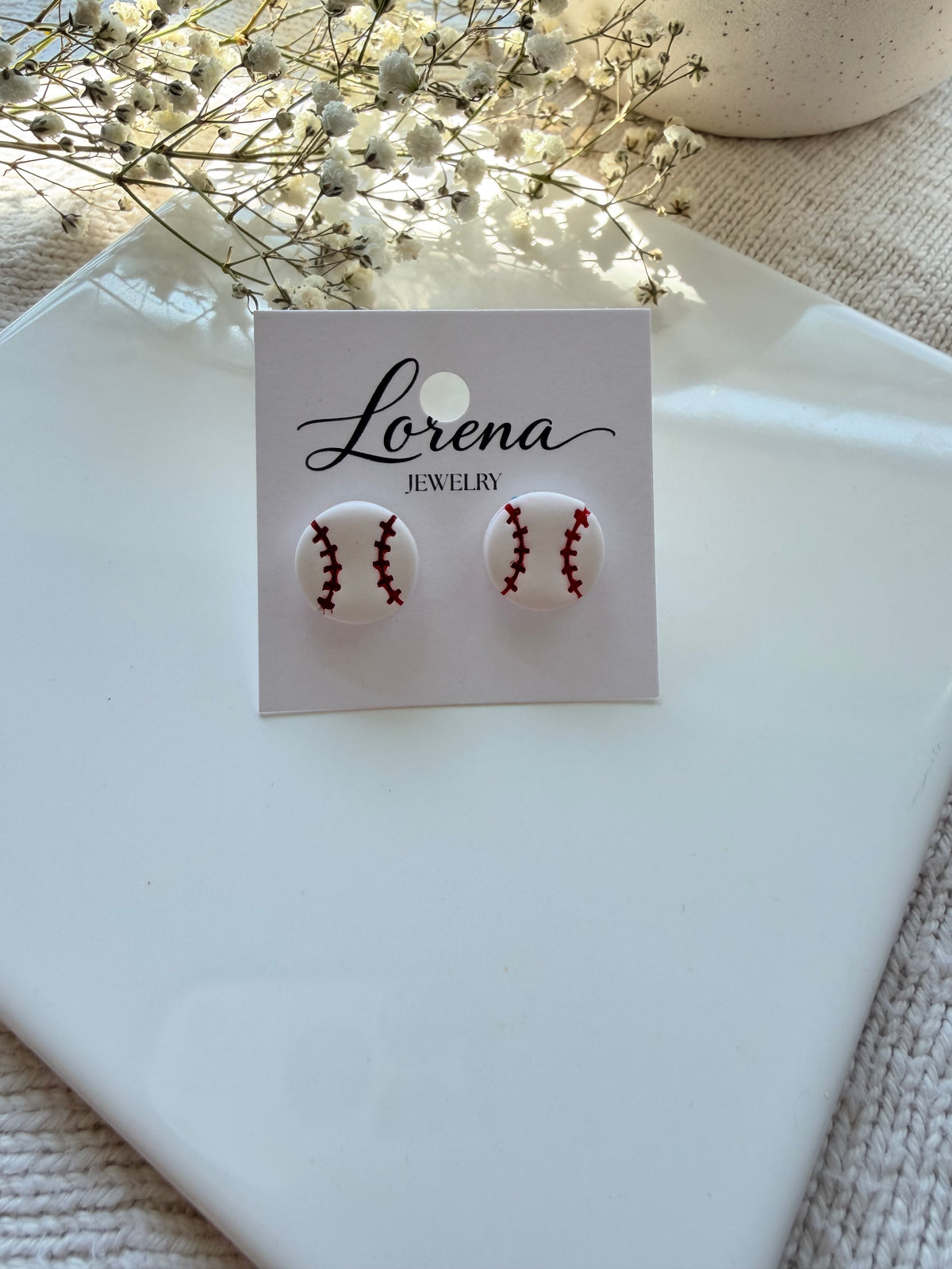 Baseball Ball & Glove Stud Earrings