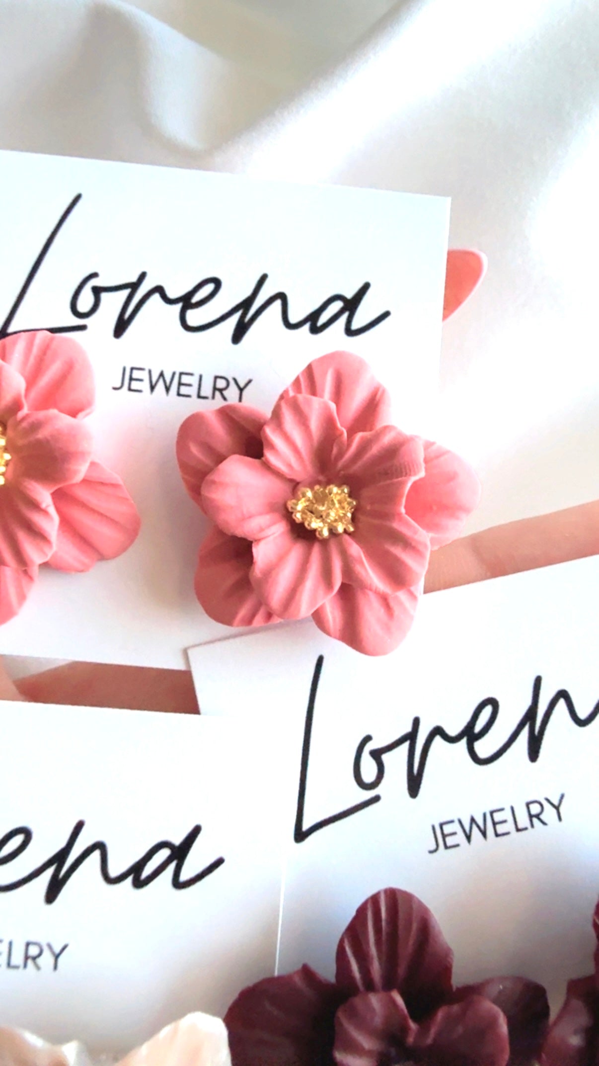 Floral Stud Earrings- Pearl, Maroon, or Blush Pink