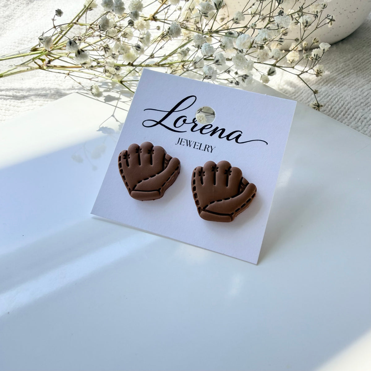Baseball Ball & Glove Stud Earrings