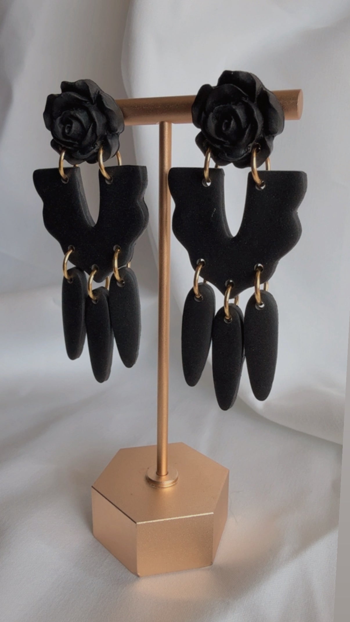 La Rosa Earrings- Red or Black