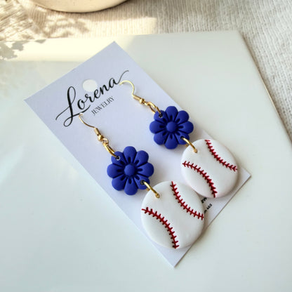 Baseball With Flower Earrings