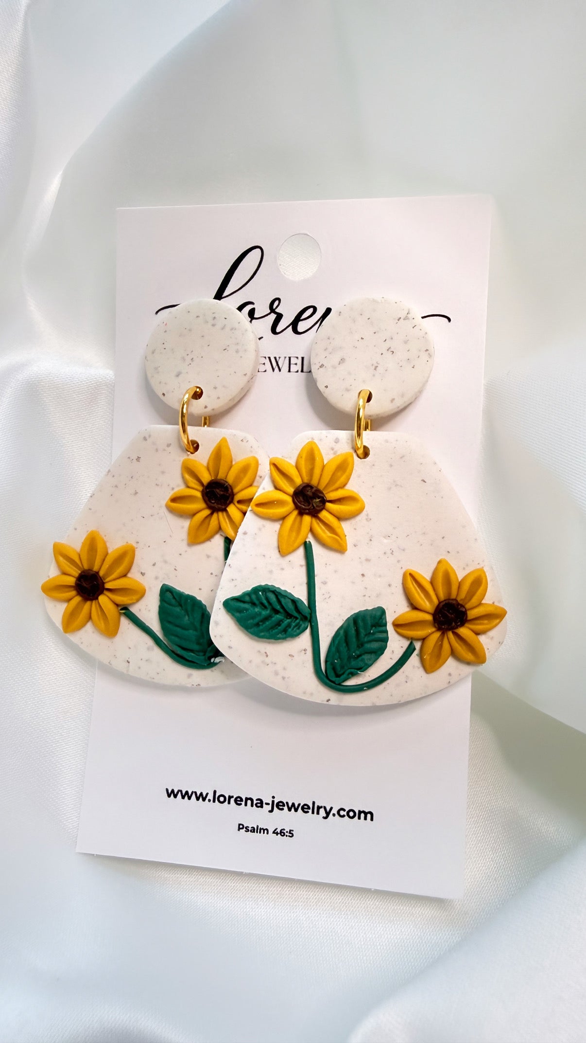 Sunflower White Dangle Earrings