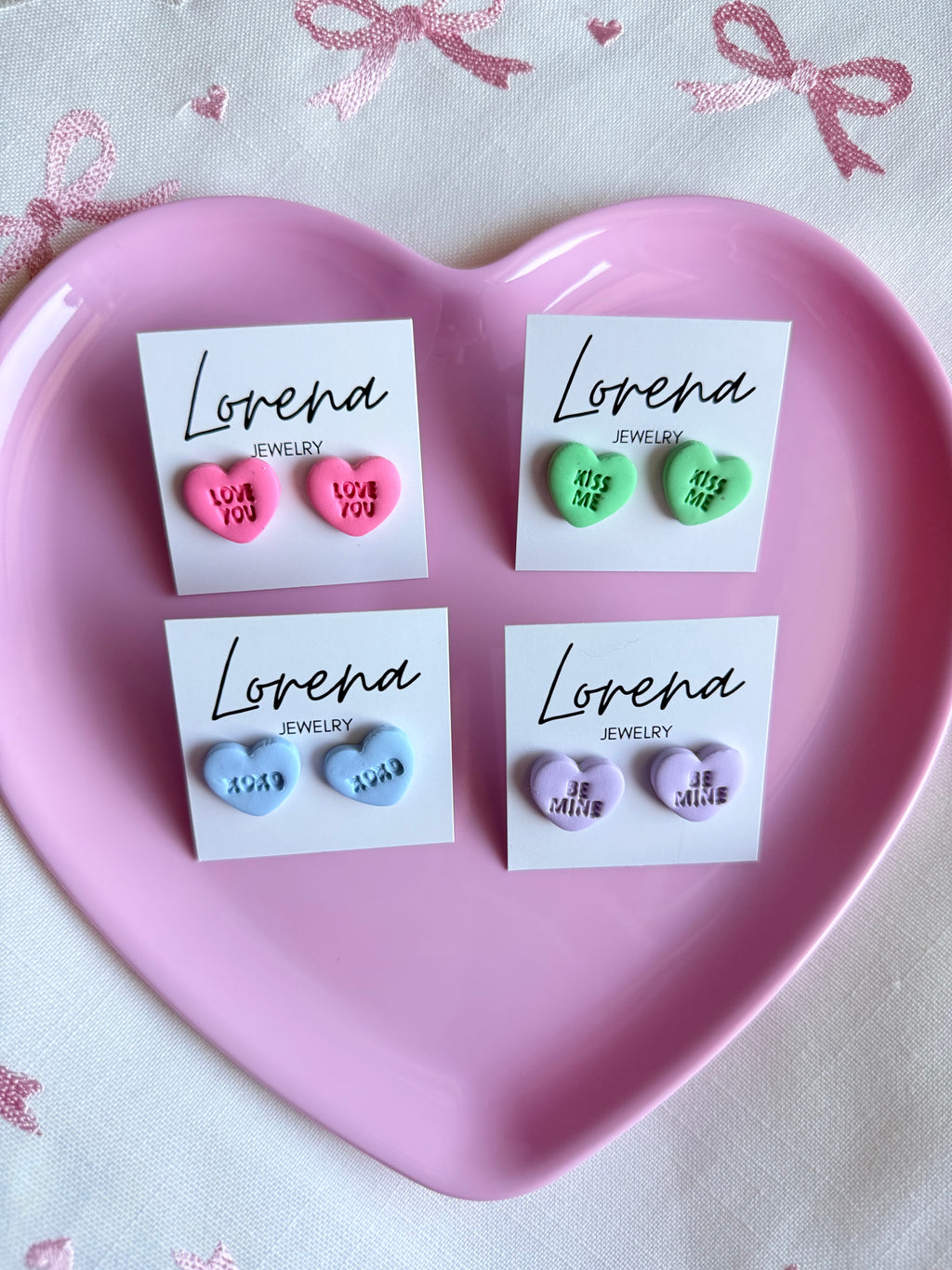 Conversation Hearts Candy Stud Earrings