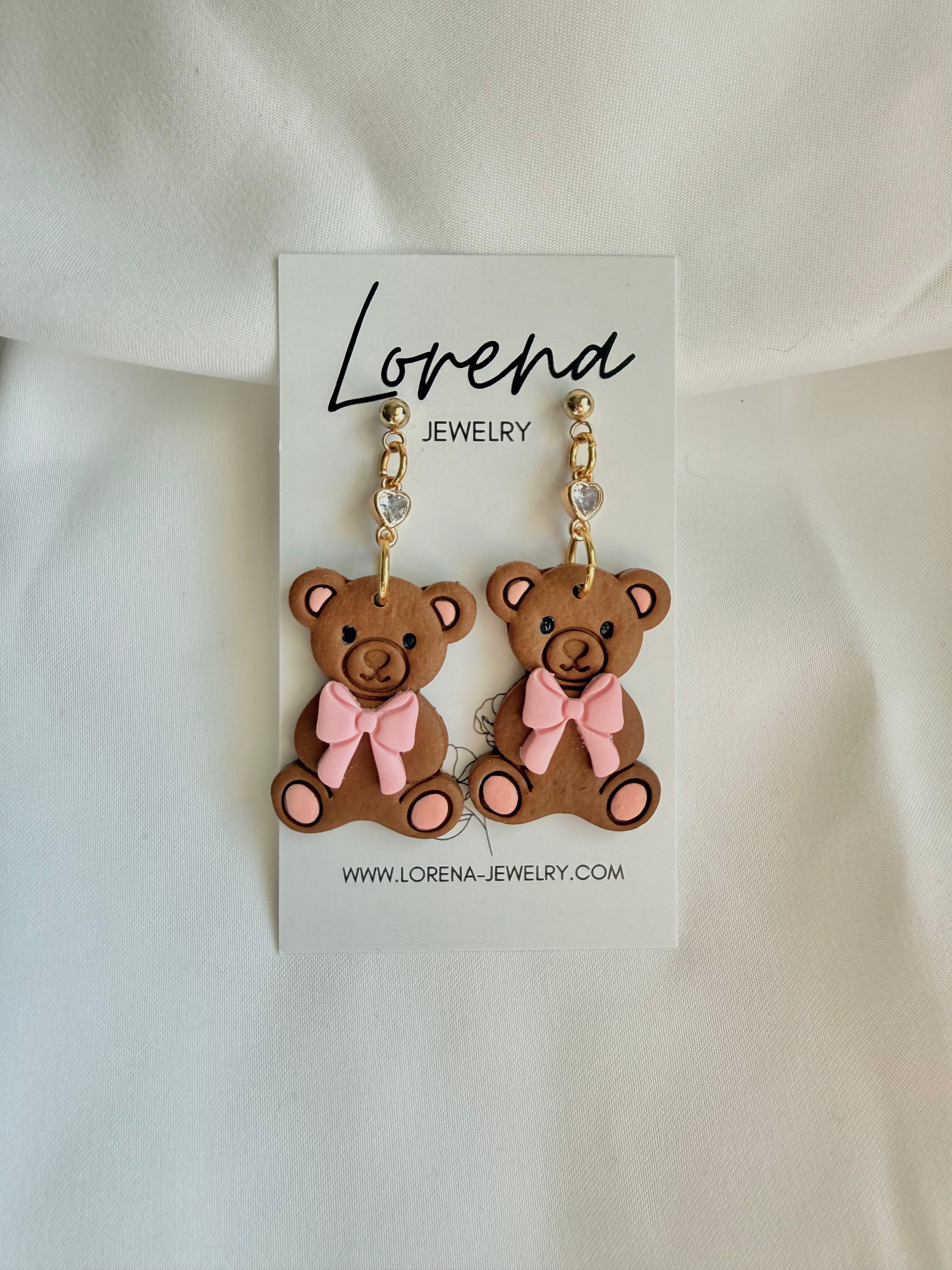 Teddy Bear With Bow Earrings