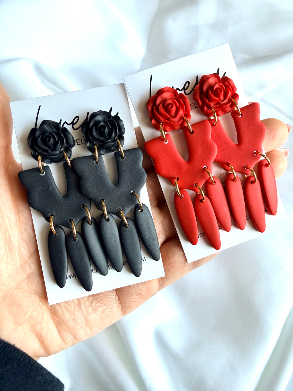 La Rosa Earrings- Red or Black