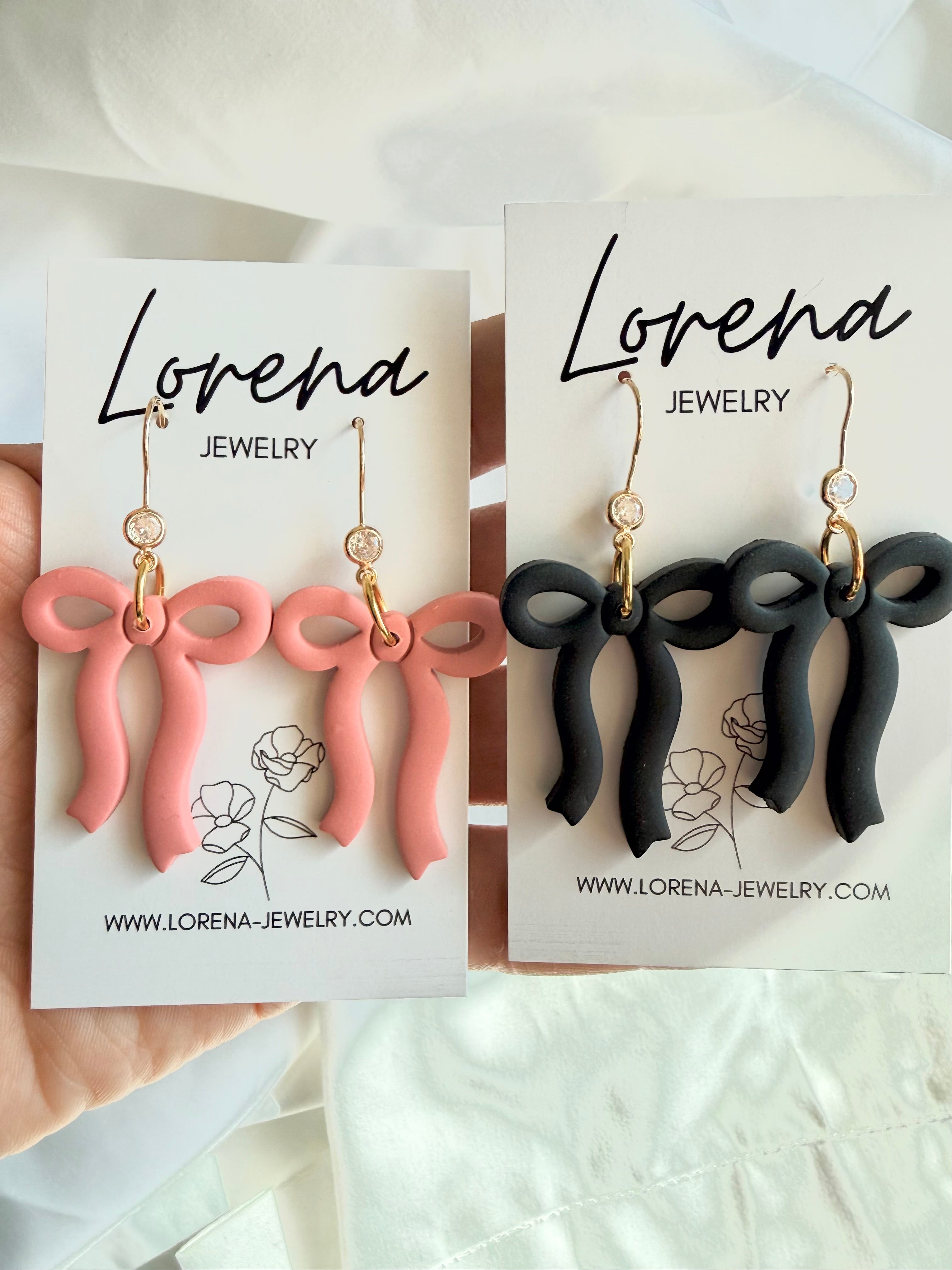 Coquette Bow Earrings- Blush Pink or Black