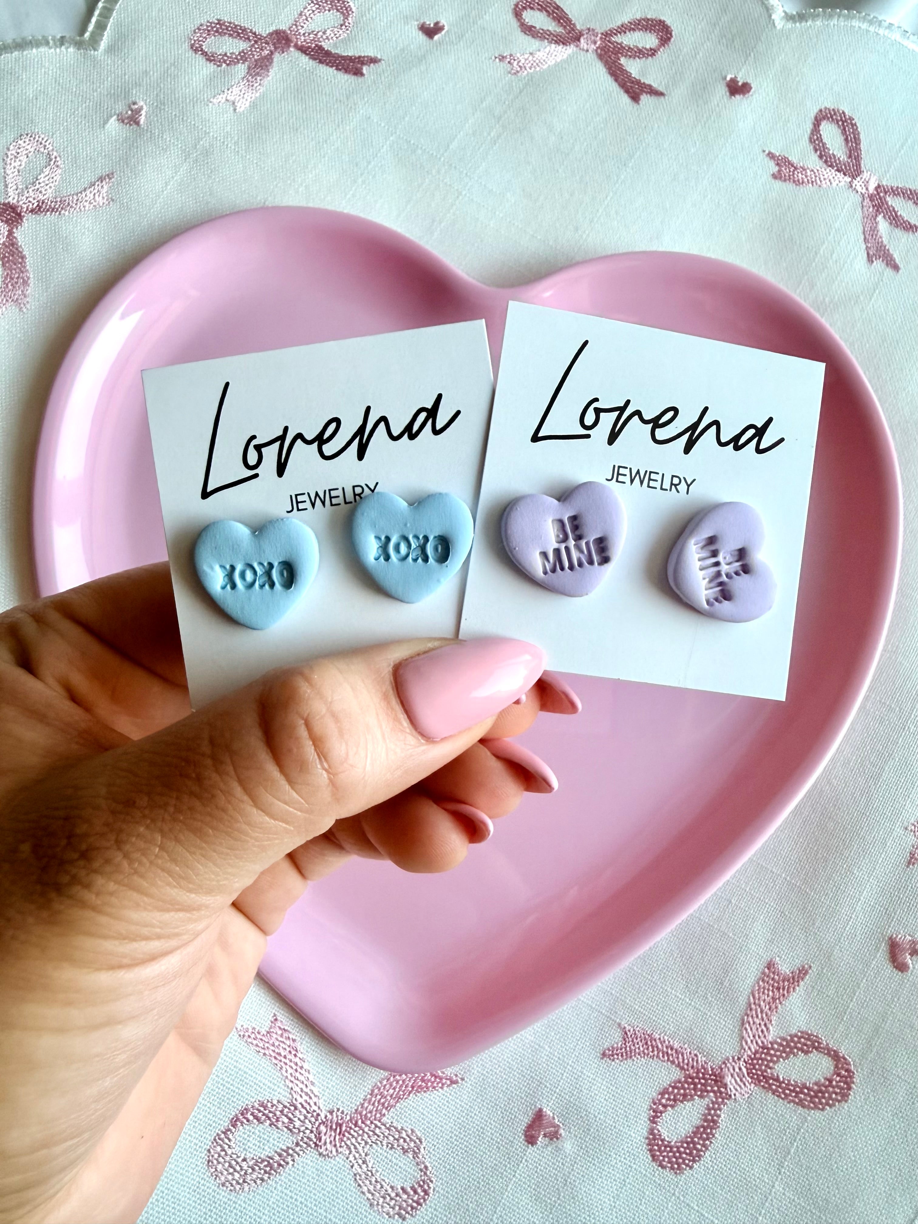 Conversation Hearts Candy Stud Earrings