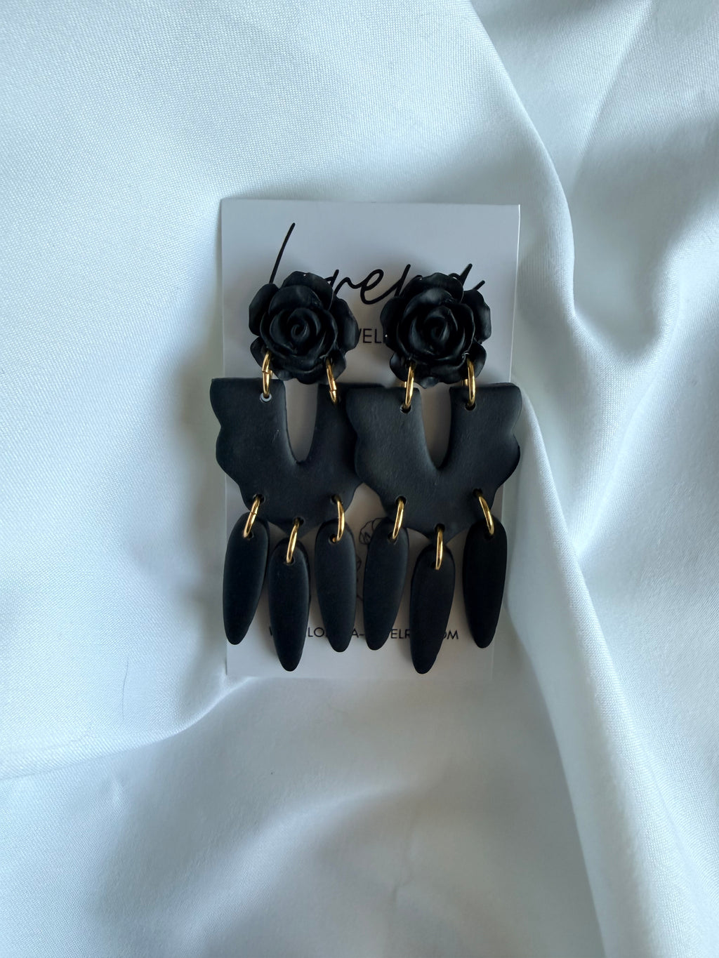 La Rosa Earrings- Red or Black