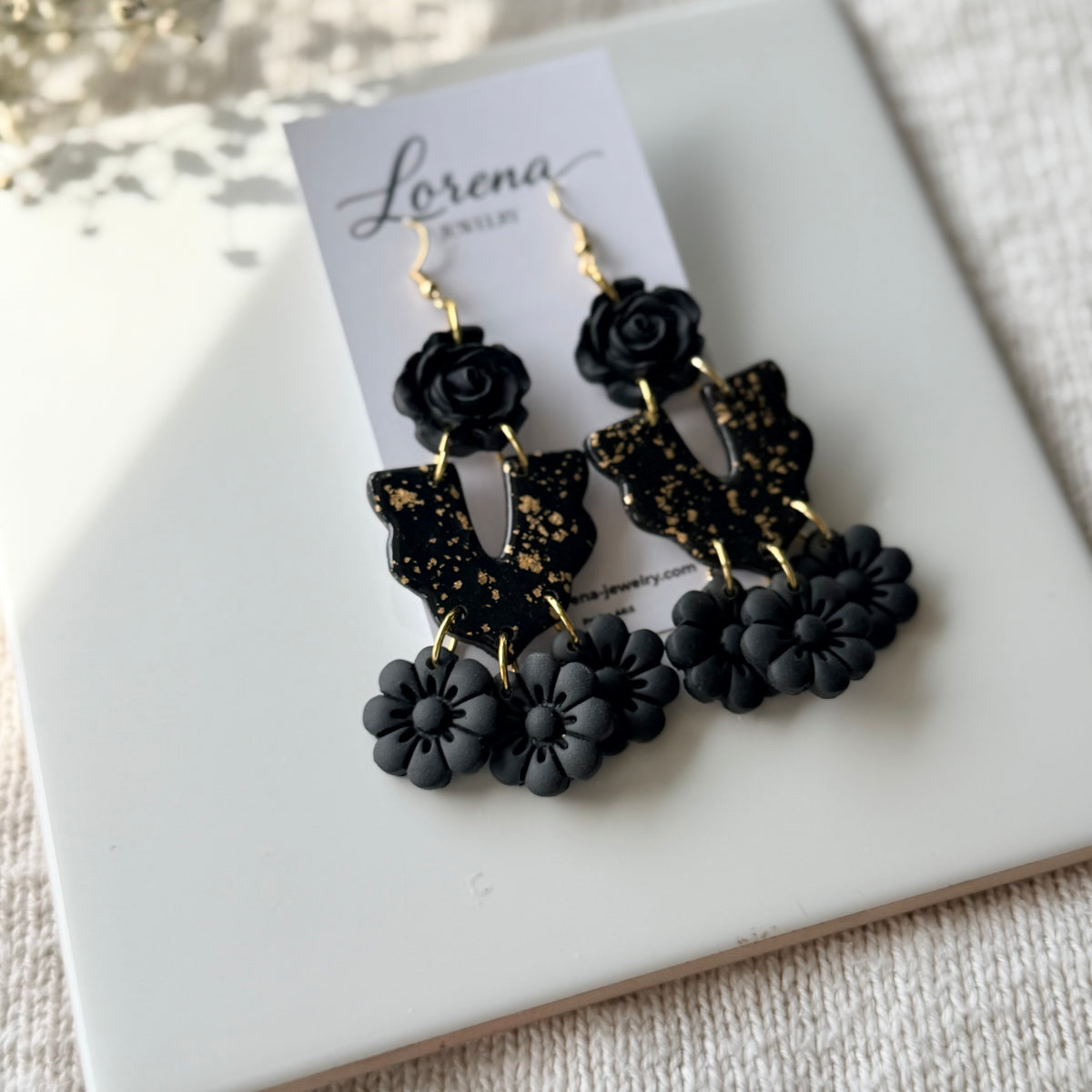 Black Floral Earrings