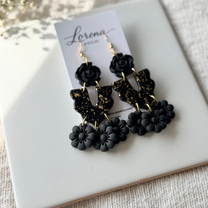 Black Floral Earrings