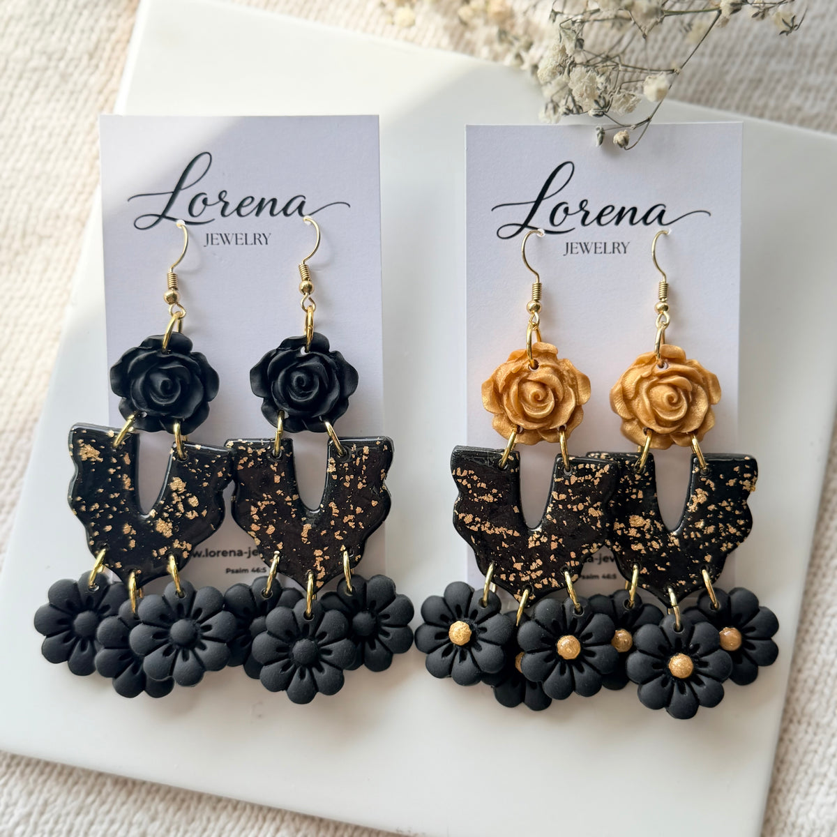 Black Floral Earrings