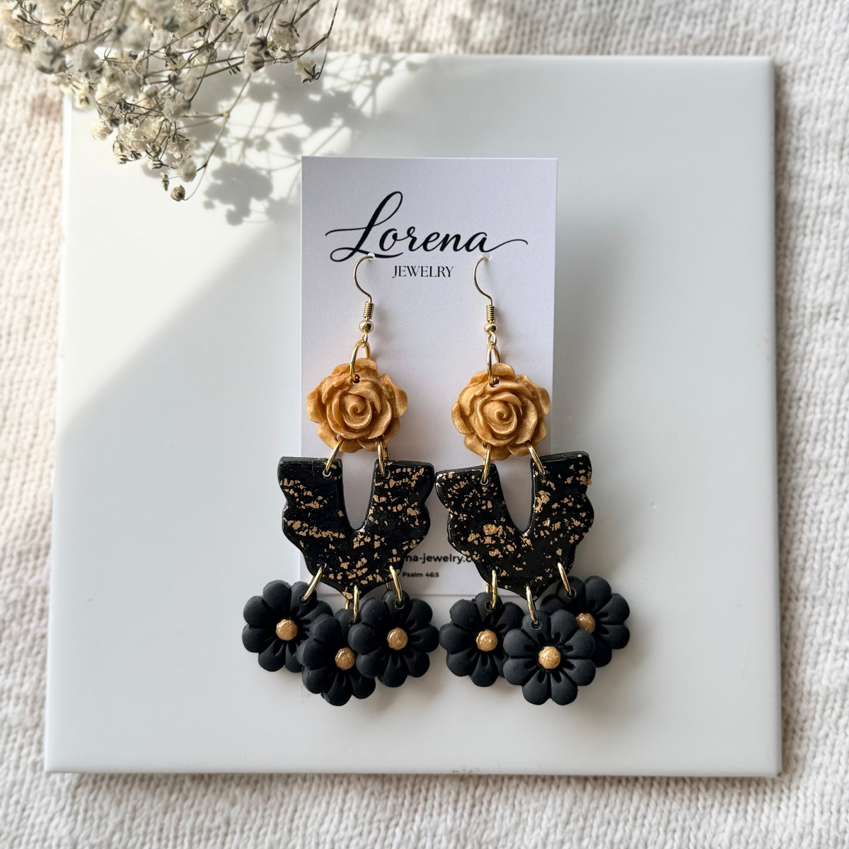 Black Floral Earrings