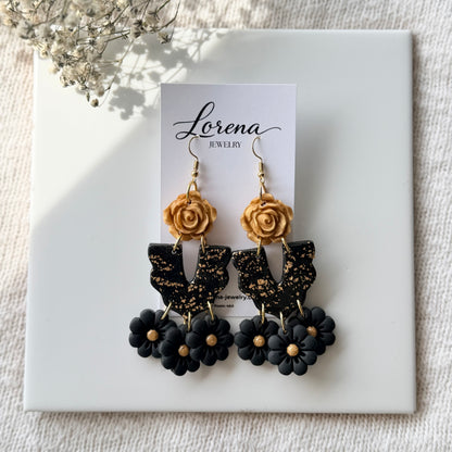 Black Floral Earrings