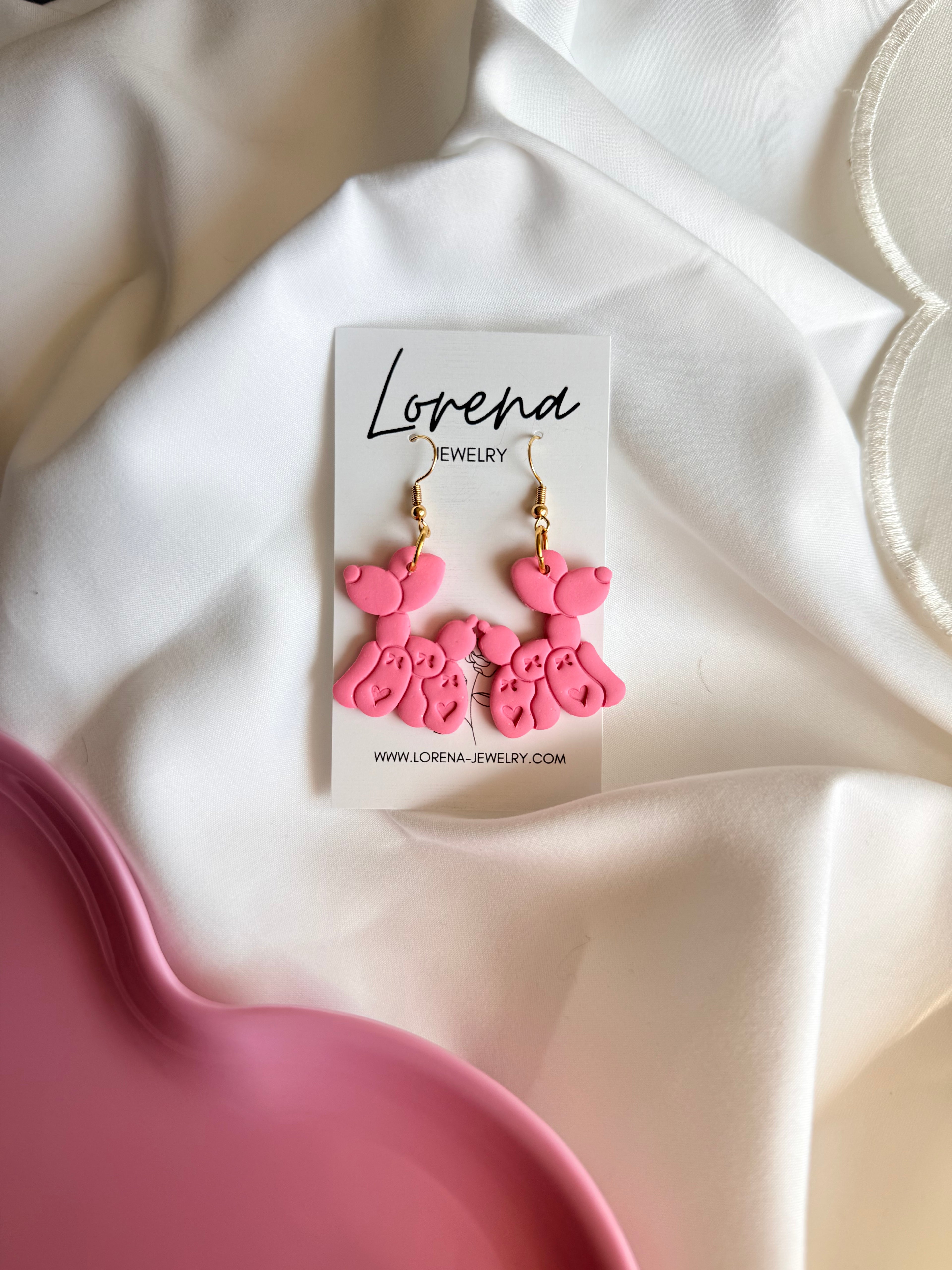 Pink Balloon Dog Earrings
