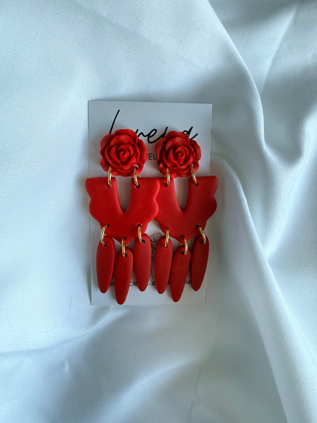 La Rosa Earrings- Red or Black