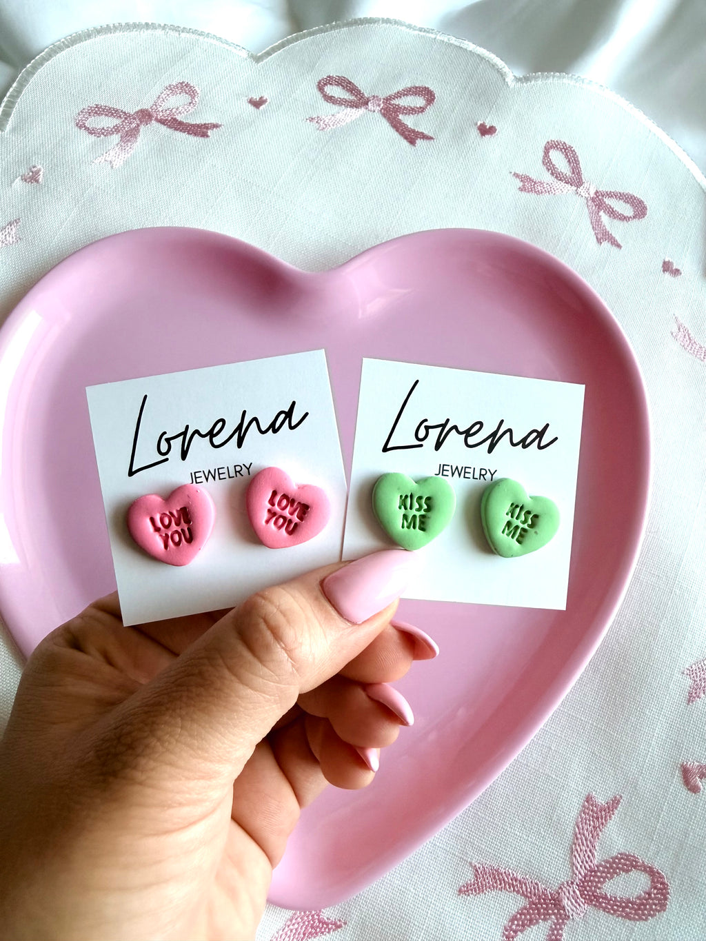 Conversation Hearts Candy Stud Earrings