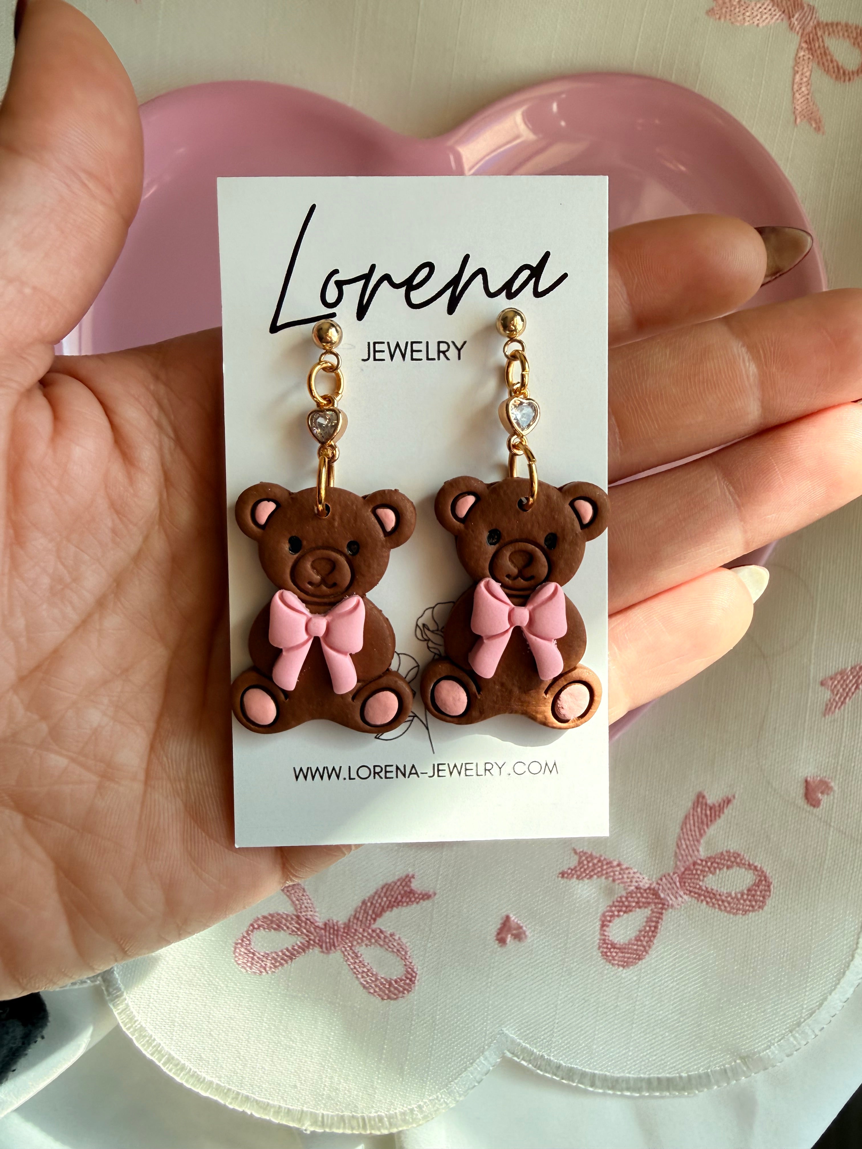 Teddy Bear With Bow Earrings