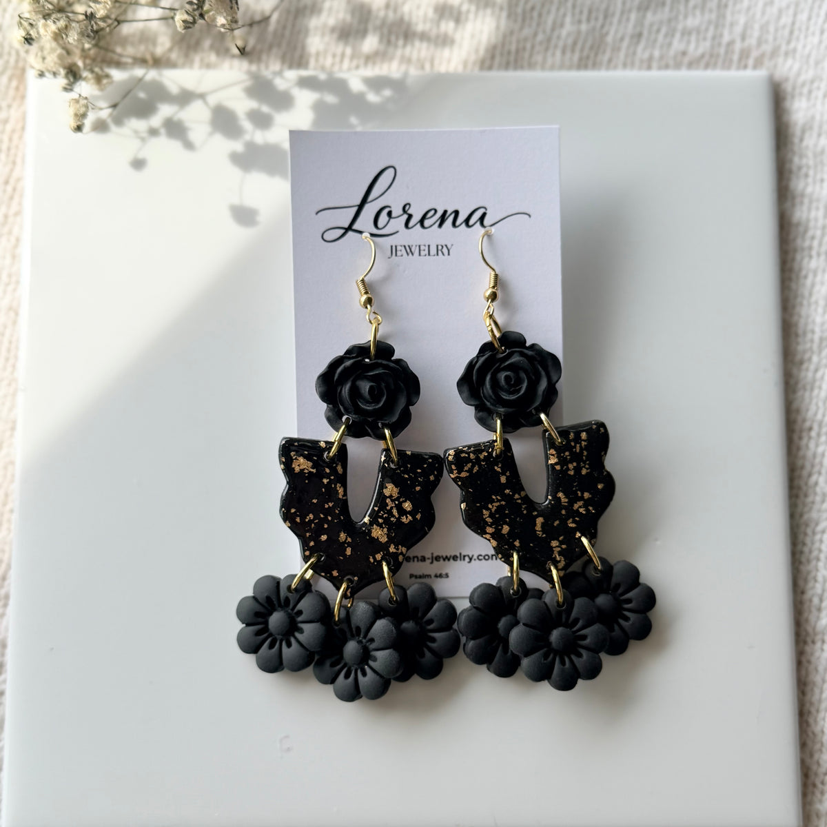 Black Floral Earrings