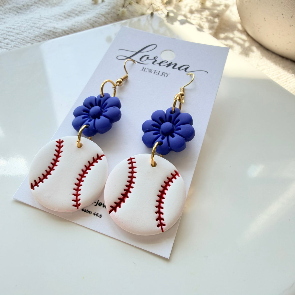 Baseball With Flower Earrings