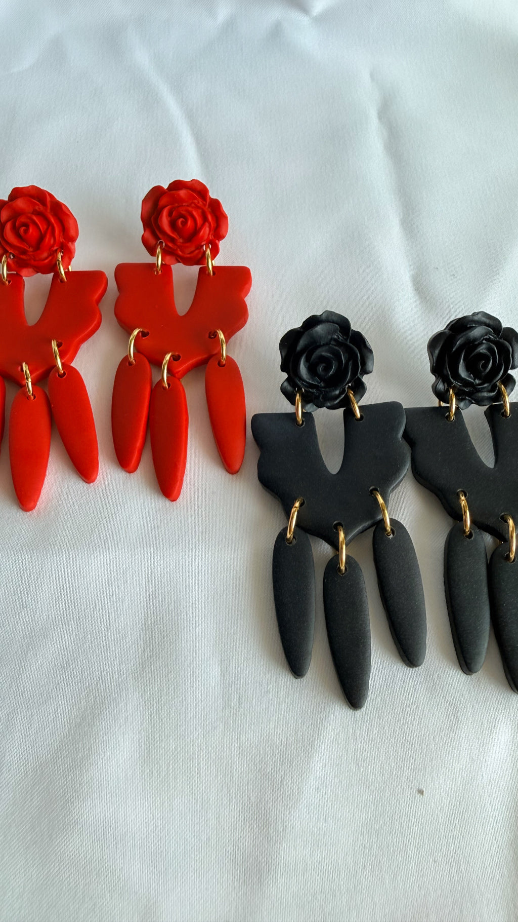 La Rosa Earrings- Red or Black