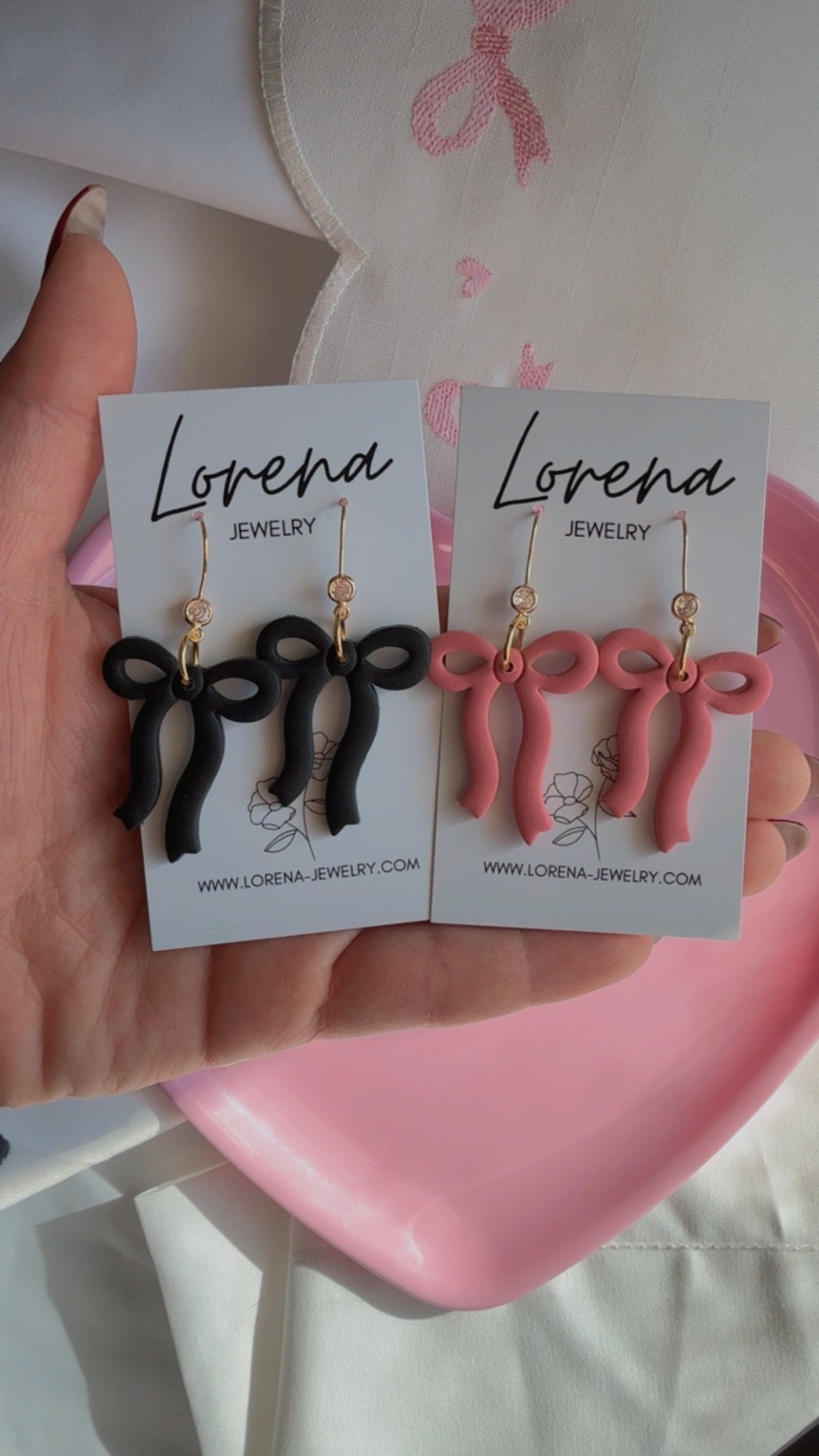 Coquette Bow Earrings- Blush Pink or Black