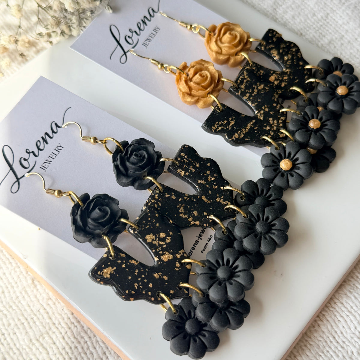 Black Floral Earrings