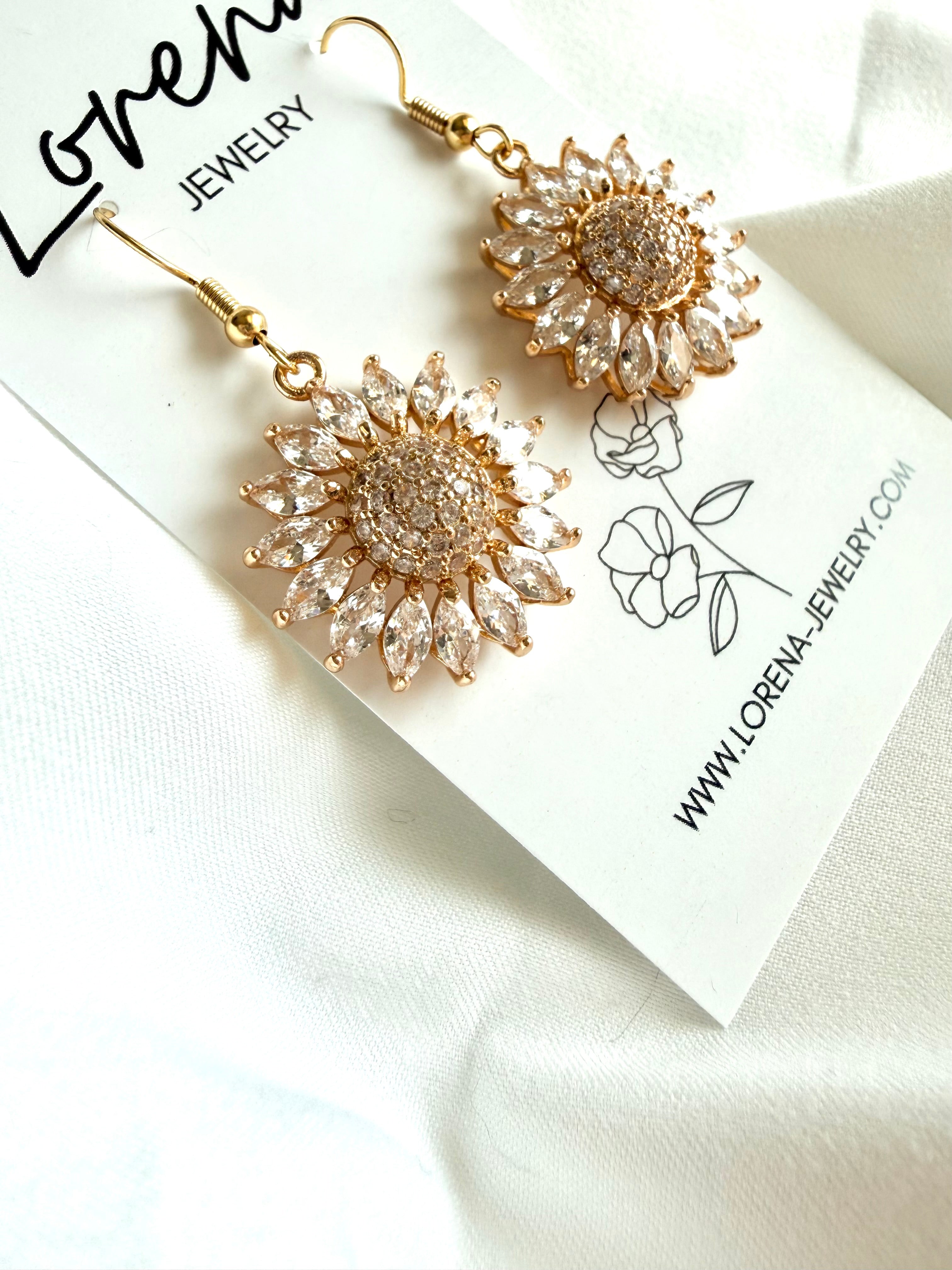 Sparkly Sunflower Earrings