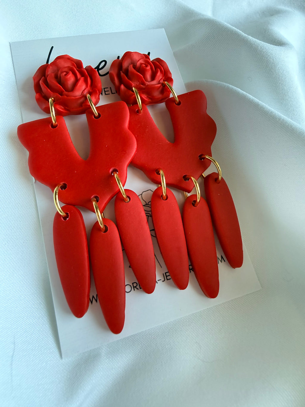 La Rosa Earrings- Red or Black