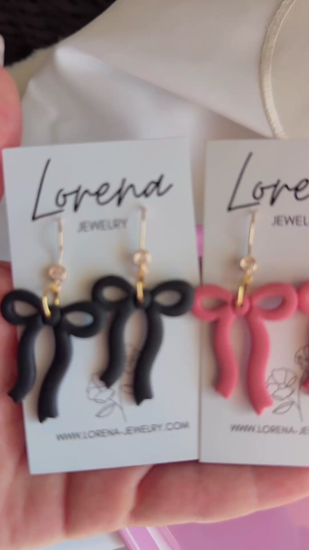 Coquette Bow Earrings- Blush Pink or Black