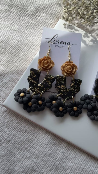 Black Floral Earrings